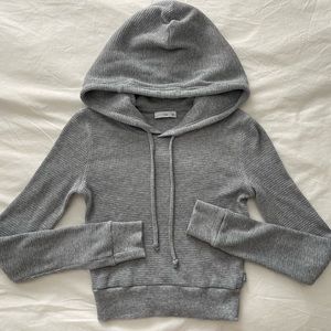 TNA Ryslan thermal cropped waffle knit hoodie
